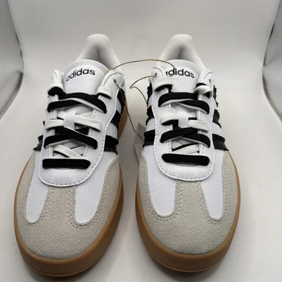 Adidas Women White Black Gum Sole Low Top Striped Athletic Sneakers . Size 9 - Picture 7 of 15